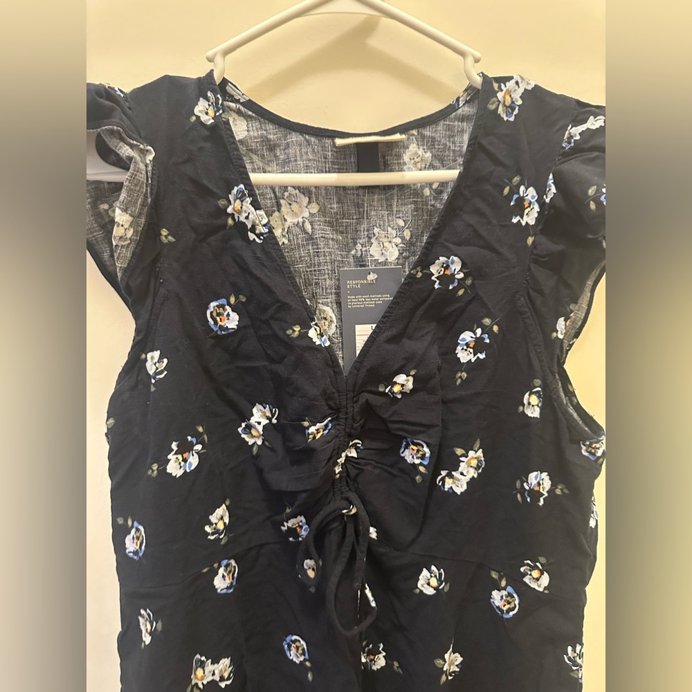 Universal Thread Navy Printed Ruffle Dress - Picture 3 of 4